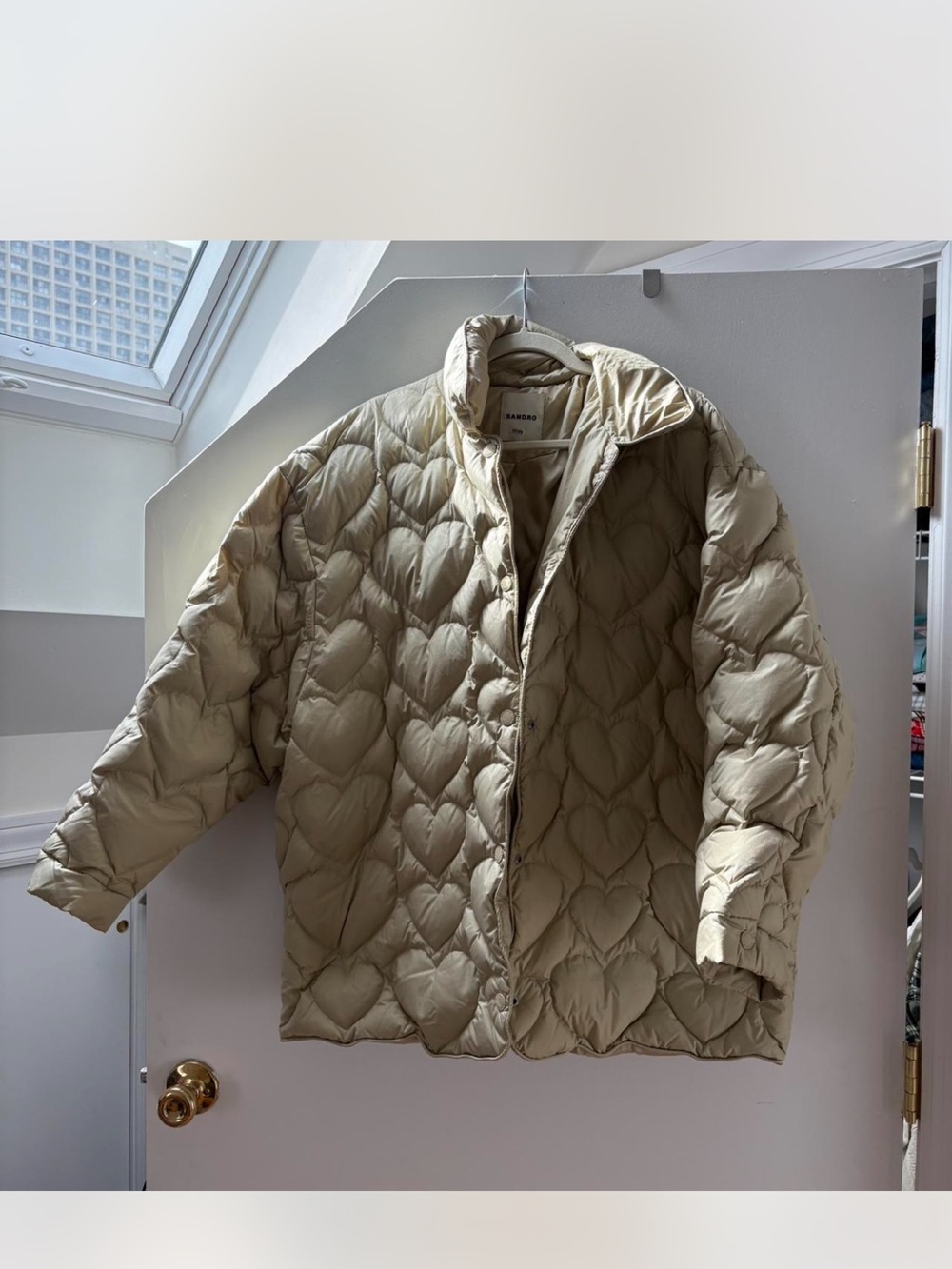 SANDRO Gloriana Quilted Heart Puffer Coat
